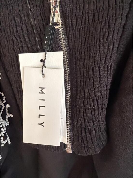 Milly Women’s Beaded Embroidery Top Black Size L $295 - Picture 5 of 7